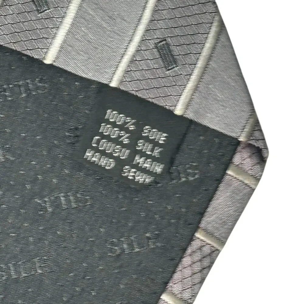 Consenso Uomo Hand Sewn Silk Tie Gray Pinstripe